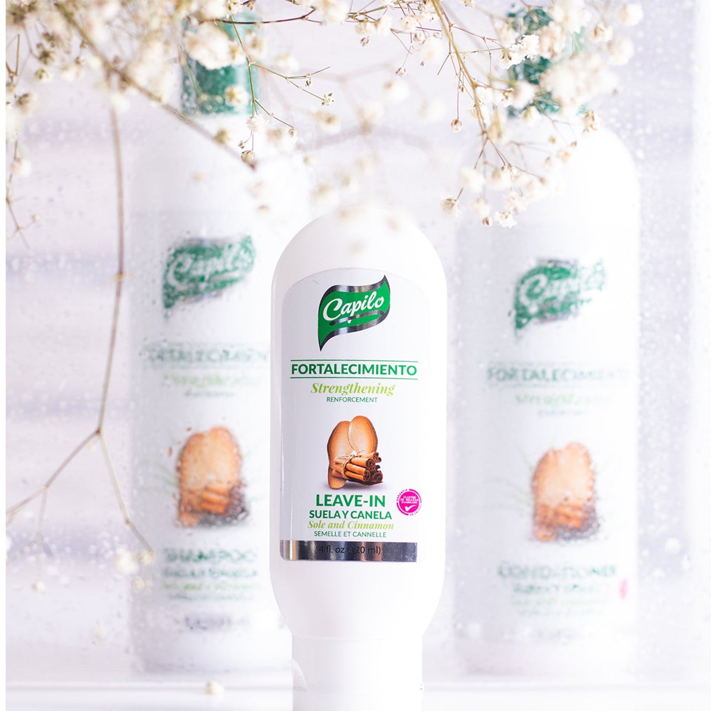 Capilo Sole and Cinnamon Strengthening Leave In Conditioner 4 oz. | Hair Thickener | Mineral Oil and Petroleum Jelly Free