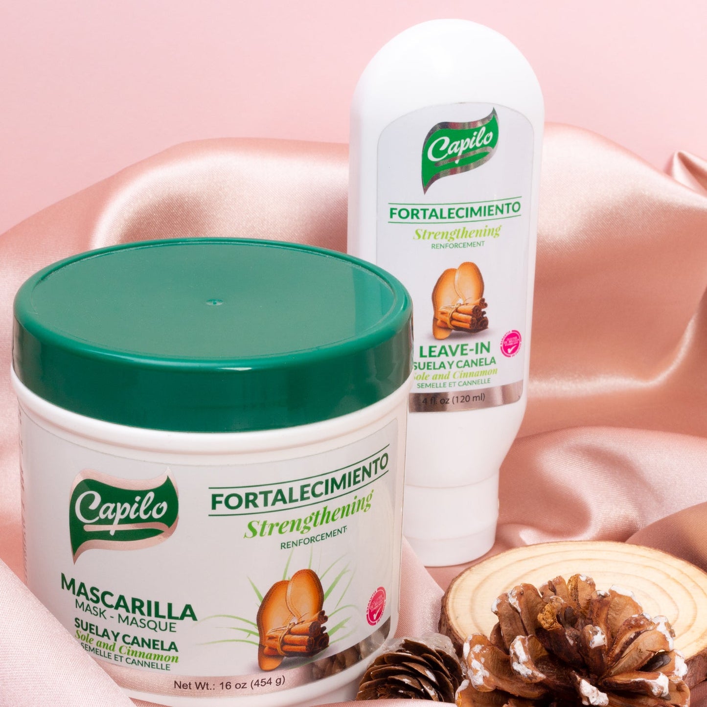 Capilo Sole and Cinnamon Strengthening Hair Mask 16 oz. | Hair Thickener | Mineral Oil and Petroleum Jelly Free