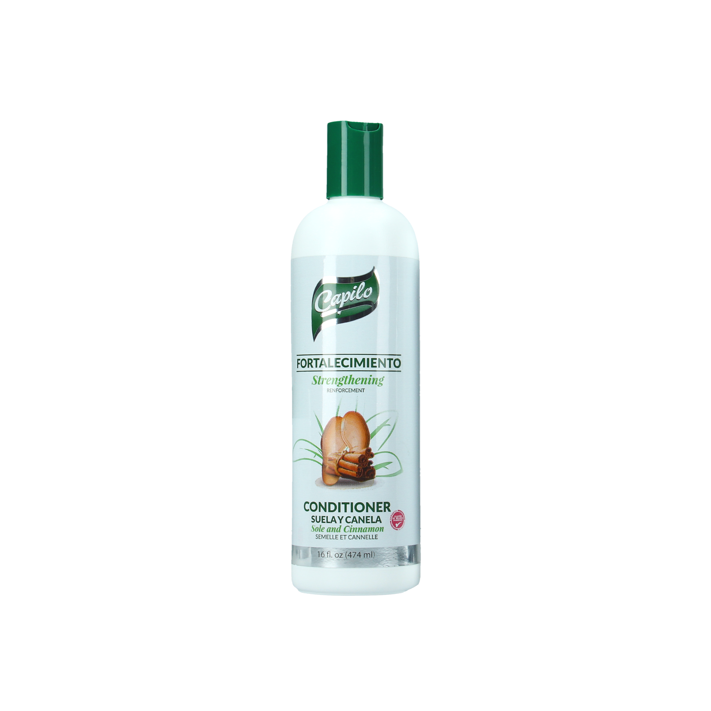 Capilo Sole and Cinnamon Strengthening Conditioner 16 oz – Deep conditioning formula for hair thickening, shine, and strength. Mineral oil and petroleum-free.