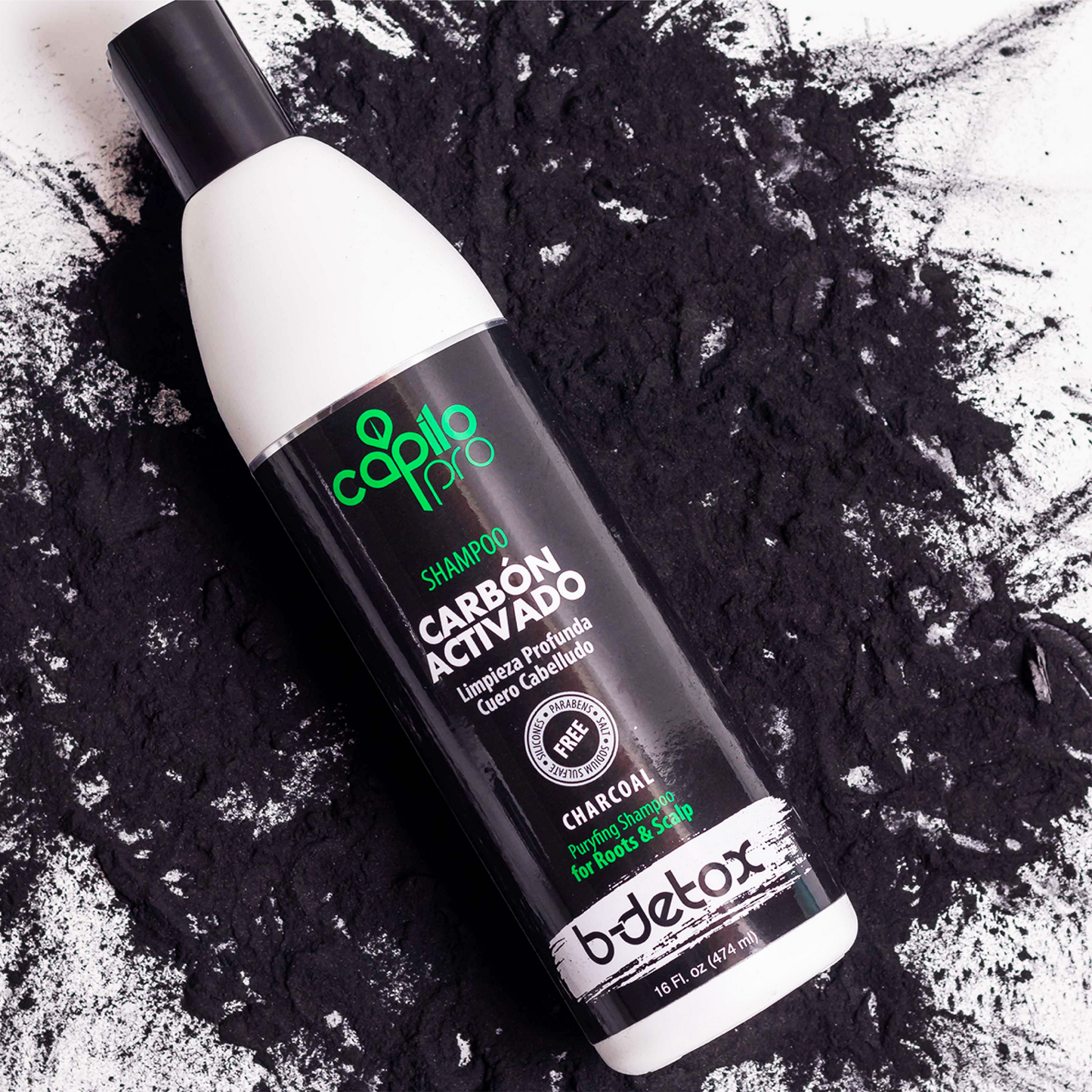 Capilo Pro B Detox Deep Cleansing Shampoo 16 oz. | Activated Charcoal and Peppermint