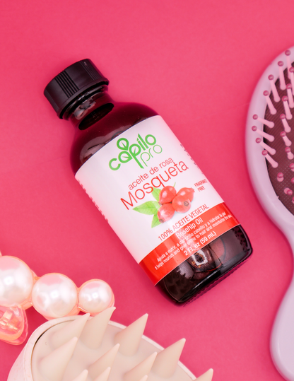 Aceite de rosa mosqueta Capilo Pro 2 oz. | Repara el cabello y suaviza las cicatrices