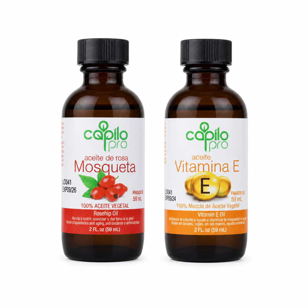 Rosehip & Vitamin E Oil Duo – Hair Growth & Skin Glow Kit