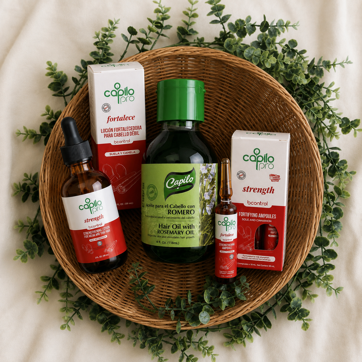 Hair Strengthening Kit | Rosemary Oil, Ampoules & Fortifying Lotion