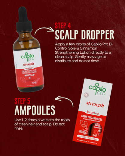 Capilo Pro B Control Ampoules 5 units x 10 ml. | Based Extract on Sole and Cinnamon | For Fine and Weak Hair