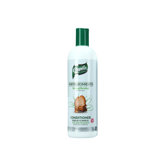 Capilo Sole and Cinnamon Strengthening Conditioner 16 oz – Deep conditioning formula for hair thickening, shine, and strength. Mineral oil and petroleum-free.