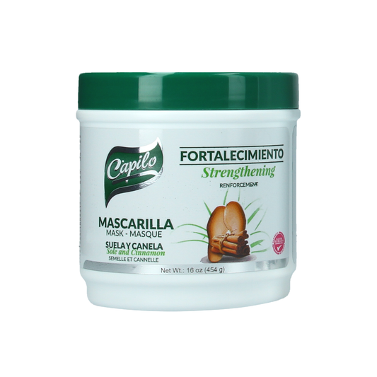 Capilo Sole and Cinnamon Strengthening Hair Mask 16 oz – Deep conditioning mask for hair thickening, shine, and strength. Mineral oil and petroleum-free.