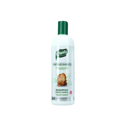 Capilo Sole and Cinnamon Strengthening Shampoo 16 oz – Deep cleansing shampoo that thickens, strengthens hair, and promotes healthy growth. Mineral oil and petroleum-free.