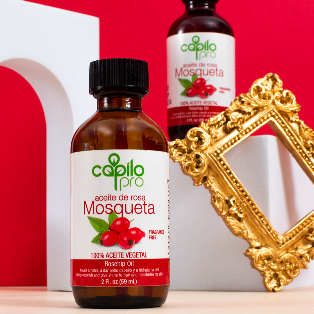 Capilo Pro Rosehip Oil – Deep conditioning treatment for damaged hair and dry skin, rich in essential nutrients to restore strength and smoothness.