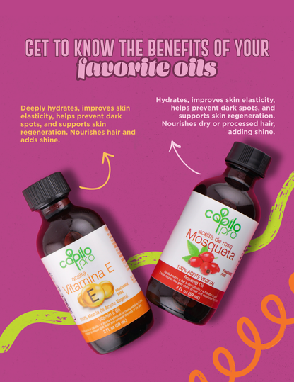 Aceite de rosa mosqueta Capilo Pro 2 oz. | Repara el cabello y suaviza las cicatrices