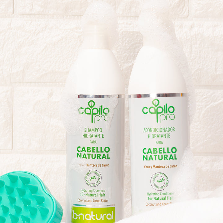 Capilo Pro B Natural Moisturizing Shampoo 16 oz. | Coconut Oil and Cocoa Butter | Moisturizer for Natural, Kinky and Curly Hair | Paraben and Sulfate Free